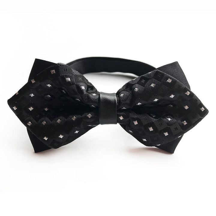 Nœud papillon pointu à carreaux et diamants brillants pour homme