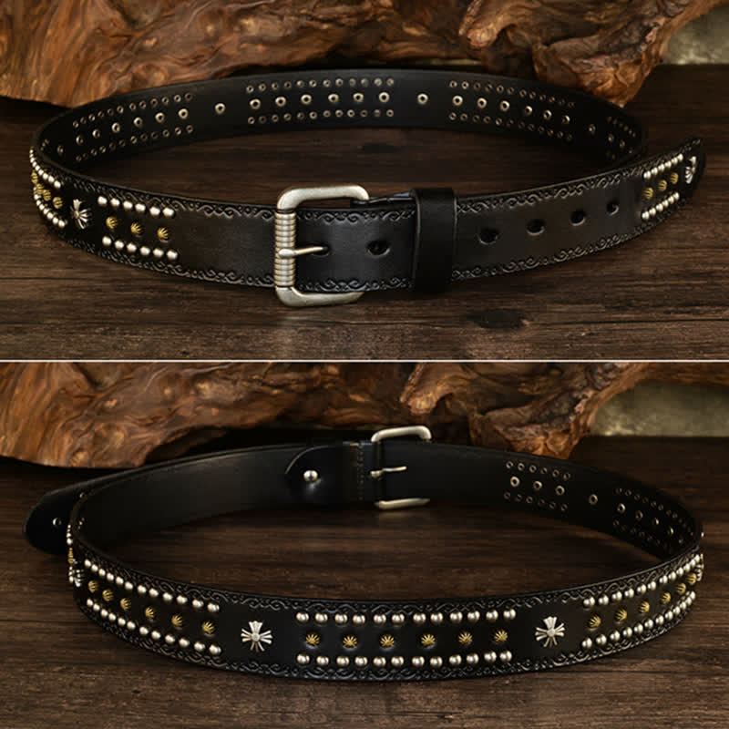 Ceinture décorative unisexe à rivets croisés de style rock