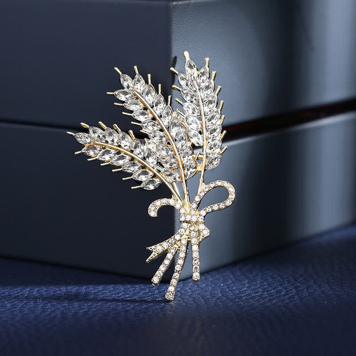 Broche en forme de nœud papillon en blé brillant pour femme