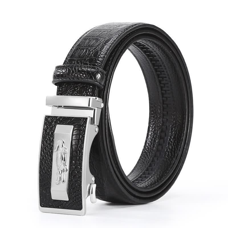 Ceinture en cuir à boucle automatique pour homme, motif crocodile