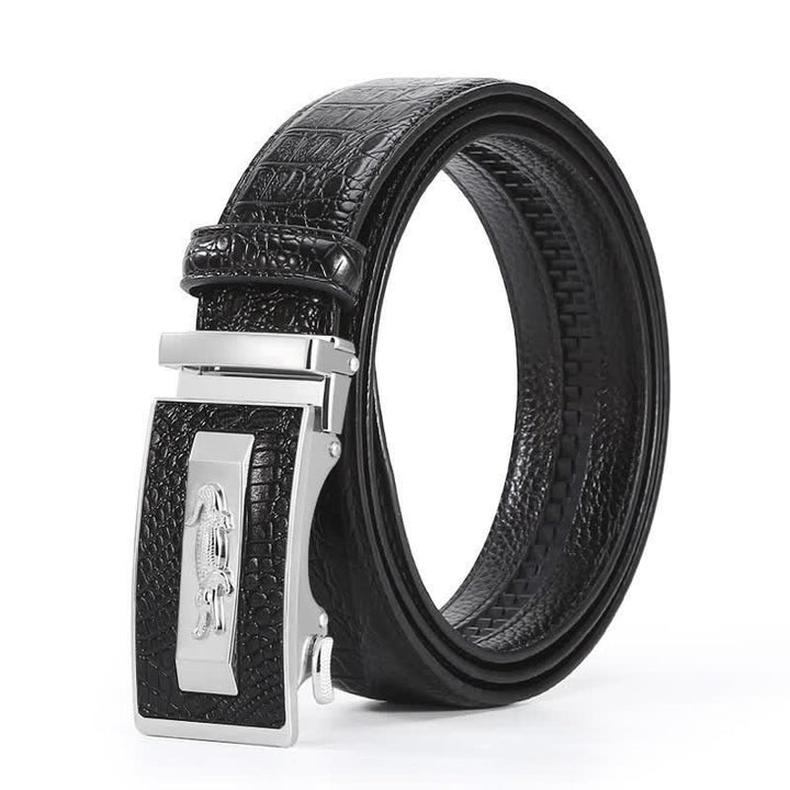 Ceinture en cuir à boucle automatique pour homme, motif crocodile