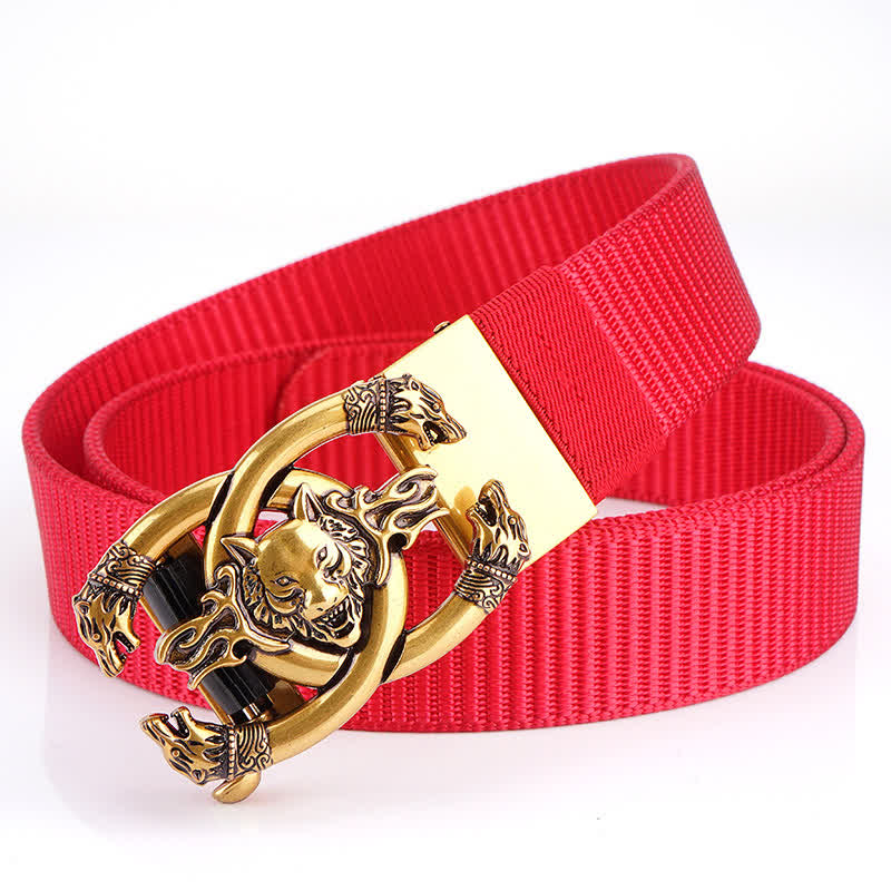 Ceinture en nylon pour homme avec loups féroces en flammes