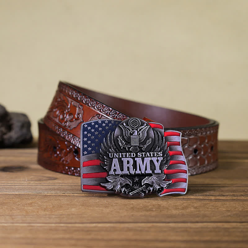 Ceinture en cuir à boucle de l'armée américaine pour homme