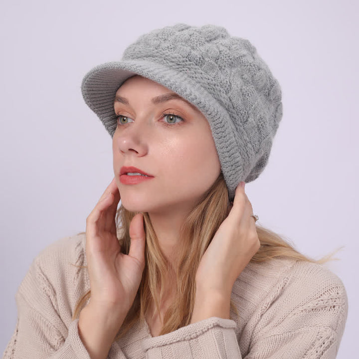 Bonnet à visière ample avec doublure moelleuse pour femme