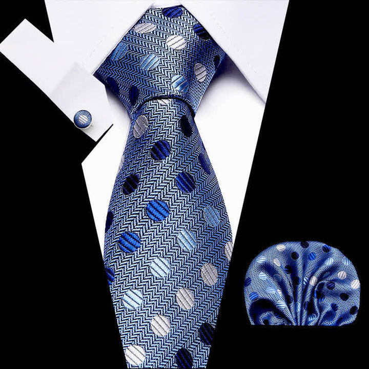 Ensemble de 3 cravates à pois bleus pour homme