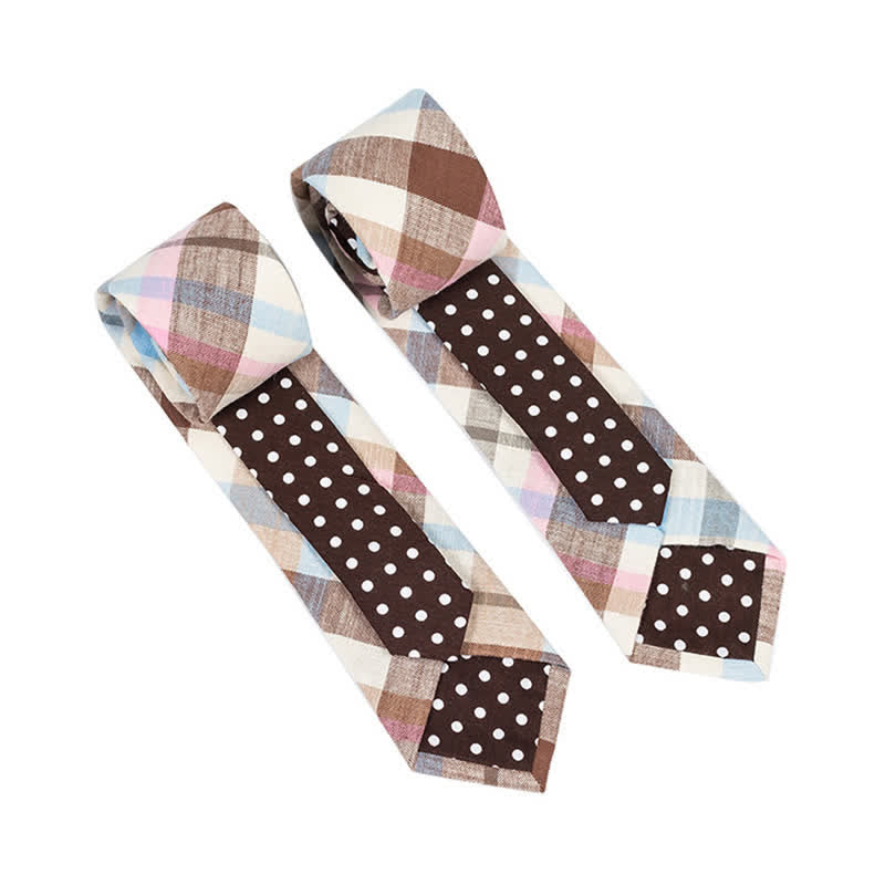Cravate patchwork florale à carreaux pour homme - Plaid marron - image 27