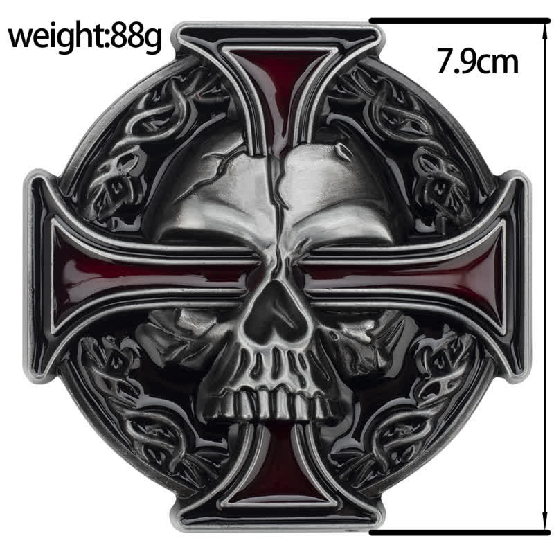 Ceinture en cuir à motif tête de mort en relief pour homme