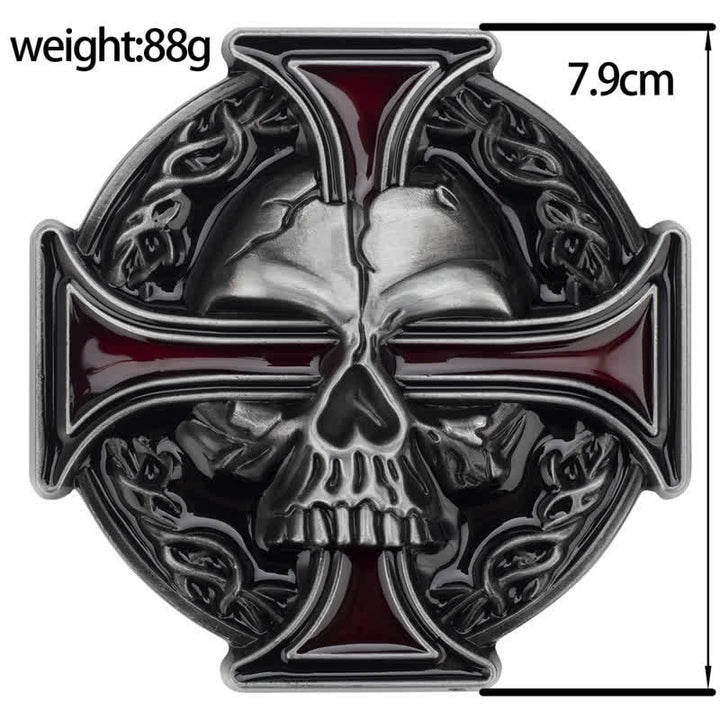 Ceinture en cuir à motif tête de mort en relief pour homme
