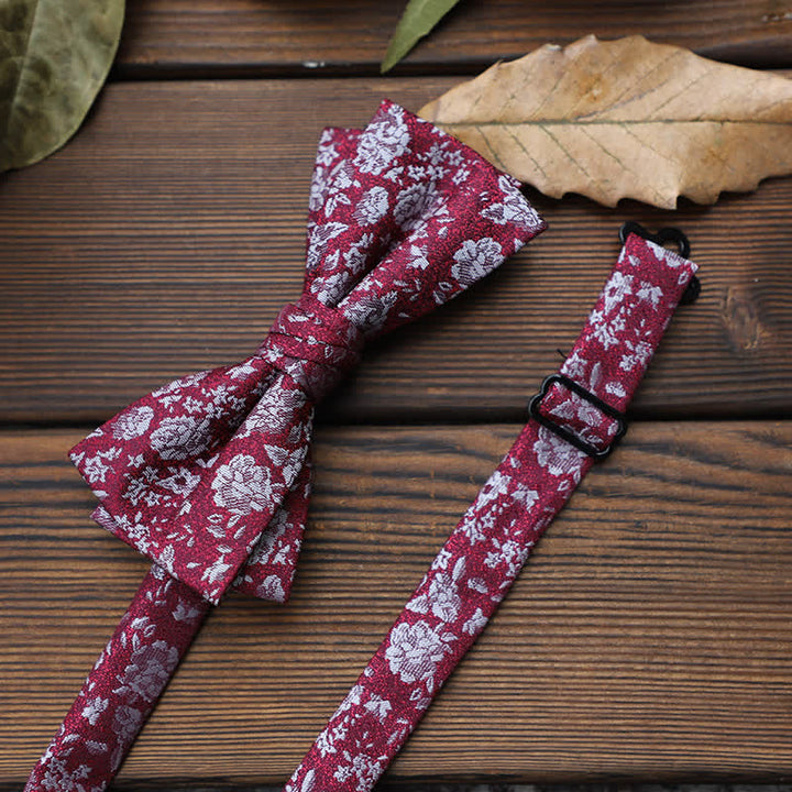 Nœud papillon à rayures florales pour homme