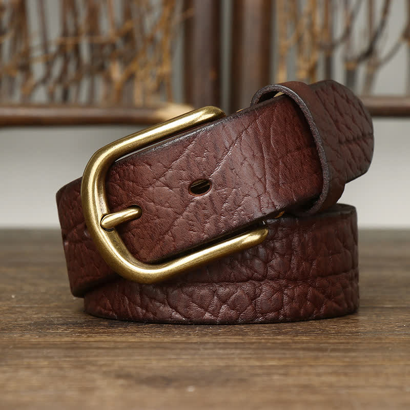Ceinture en cuir à motif peau de bison gaufré pour homme