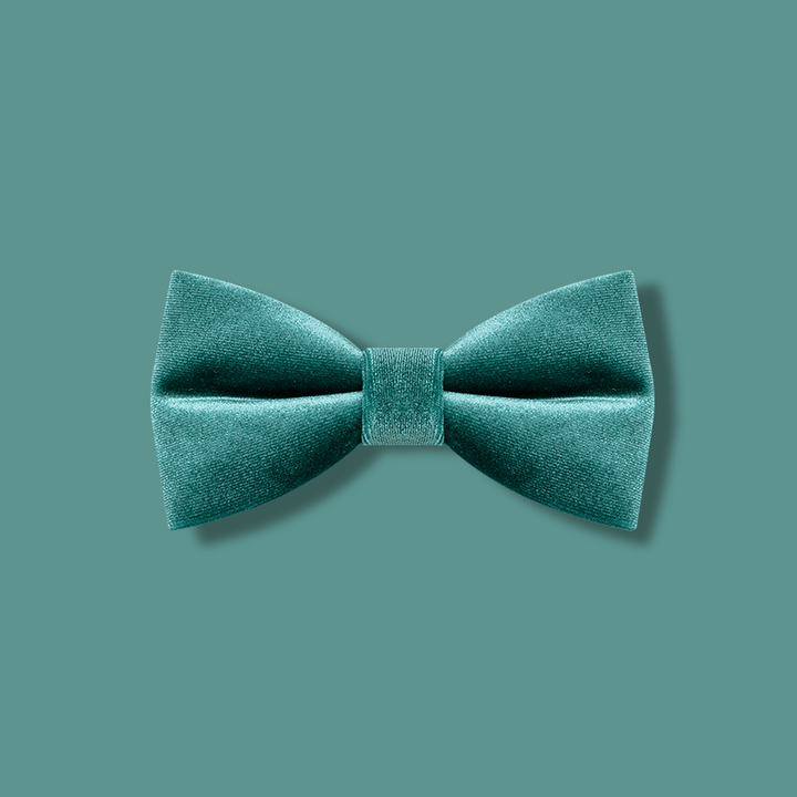 Nœud papillon en velours uni vert sarcelle pour homme