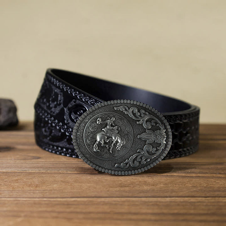 Ceinture en cuir à boucle pour homme avec boucle pour équitation tout-terrain