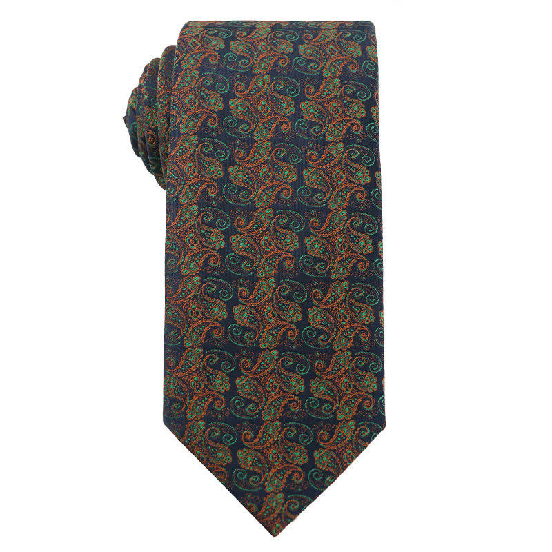 Cravate pour homme série orange vert forêt - Floral - image 5
