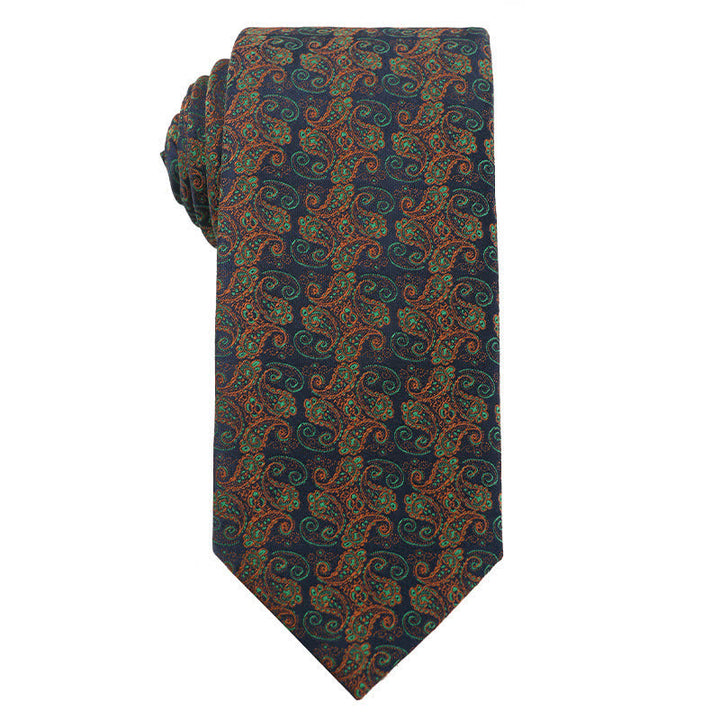 Cravate pour homme série orange vert forêt - Floral - image 5
