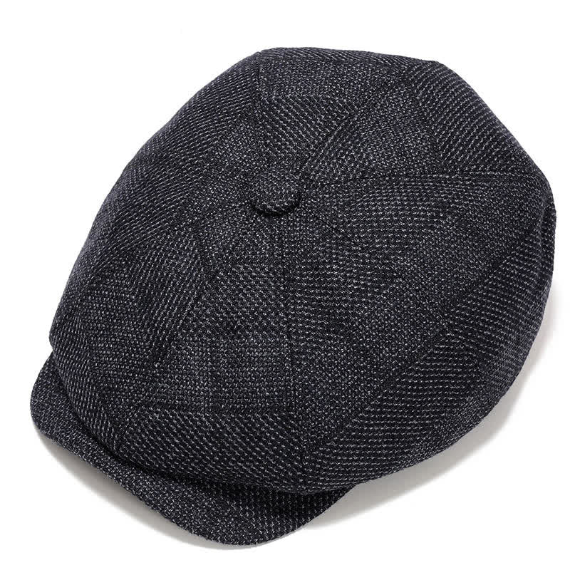 Casquette plate classique de vendeur de journaux avec béret à cache-oreilles - Noir Gris - Réglable (environ 22"-23 5/8") - image 14