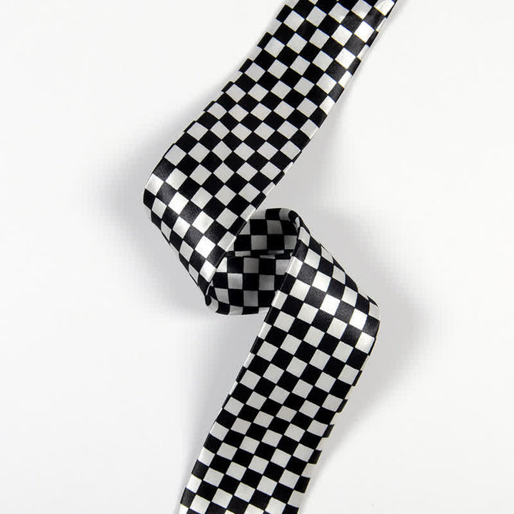 Cravate rayée à petits carreaux noirs et blancs pour homme - image 4
