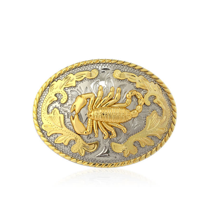 Ceinture en cuir à boucle scorpion doré pour homme