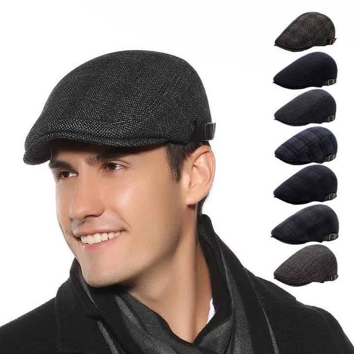 Béret plat en polaire à carreaux pour artiste - image 1