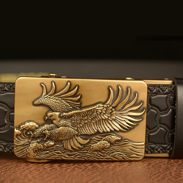Ceinture en cuir pour homme avec ailes déployées en forme d'aigle