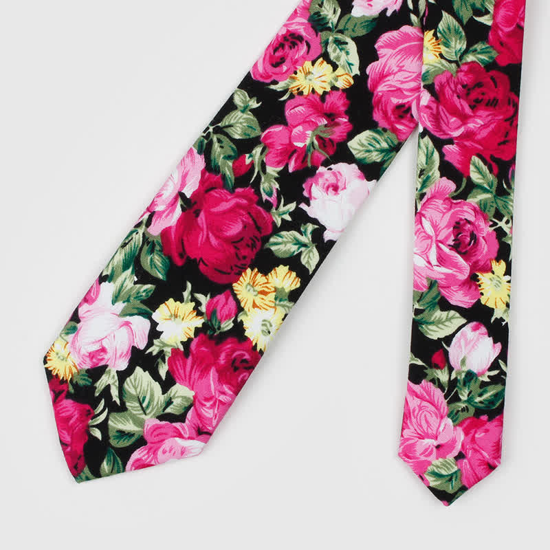 Cravate en coton à imprimé floral pour homme