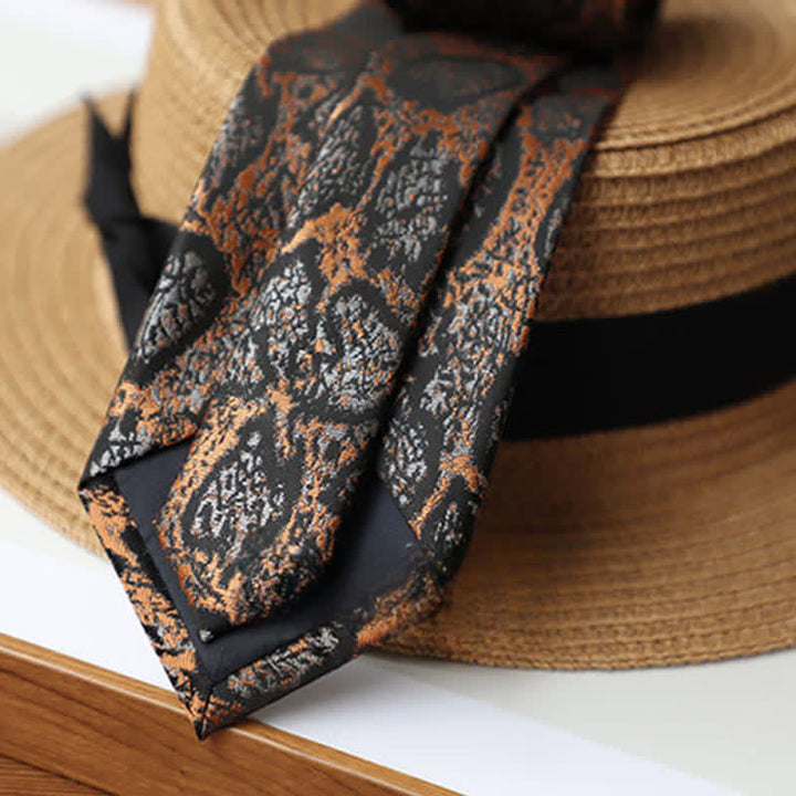 Cravate mystère exotique abstraite noire et orange pour homme