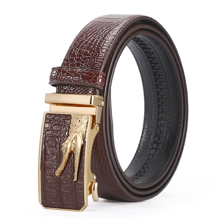 Ceinture en cuir à boucle automatique pour homme, motif crocodile