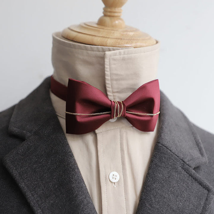 Nœud papillon uni à chaîne Bling pour homme