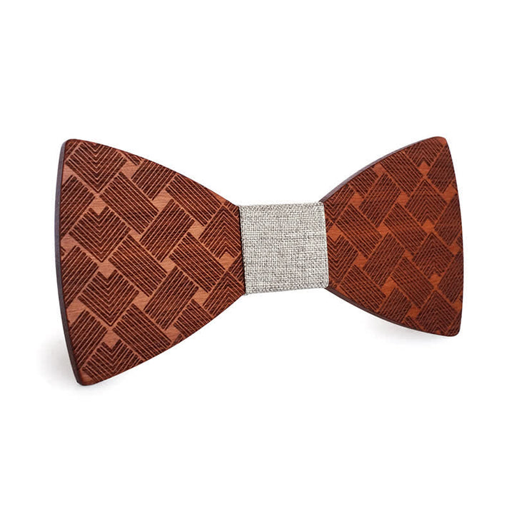 Nœud papillon en bois à motif tissé pour homme