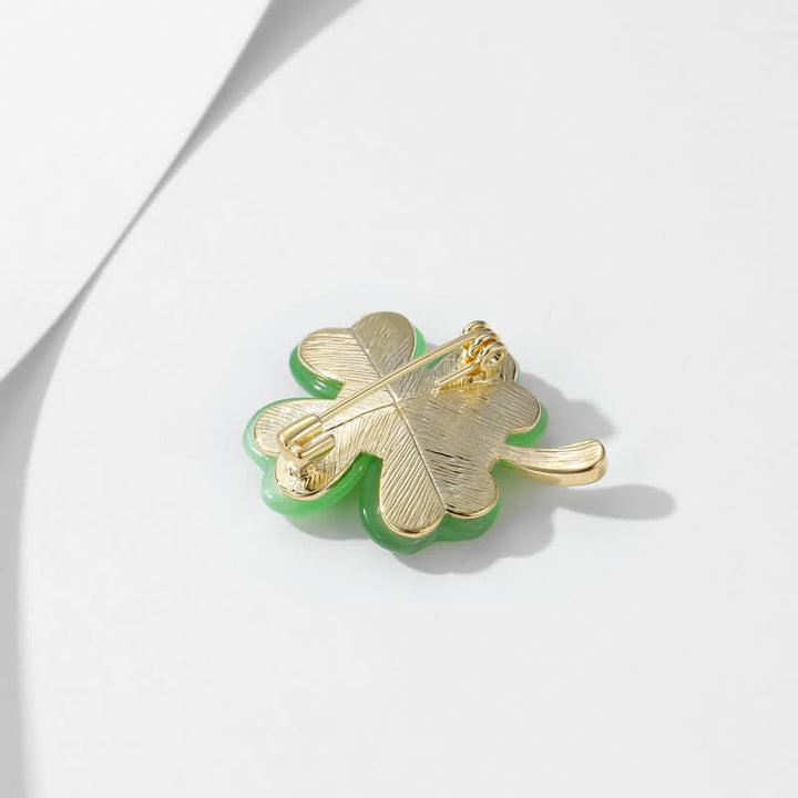 Broche trèfle à quatre feuilles porte-bonheur pour femme