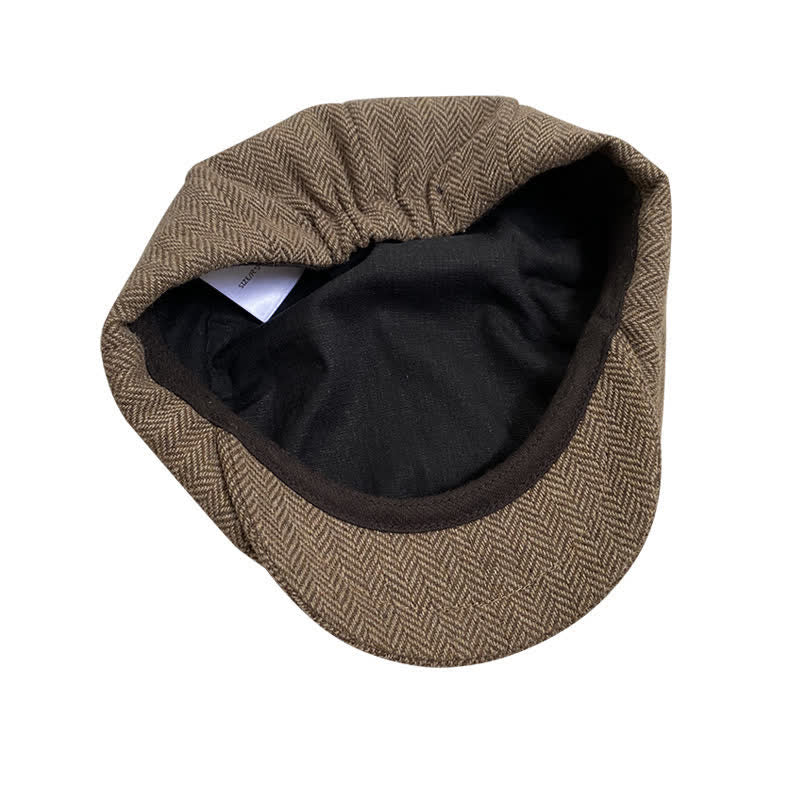 Casquette béret octogonale à chevrons fins en café