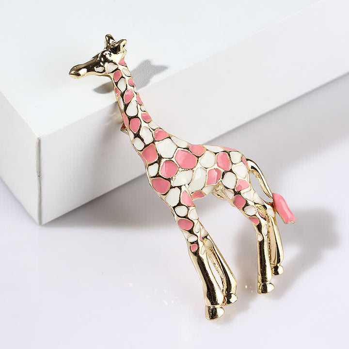 Broche girafe en émail brillant pour femme