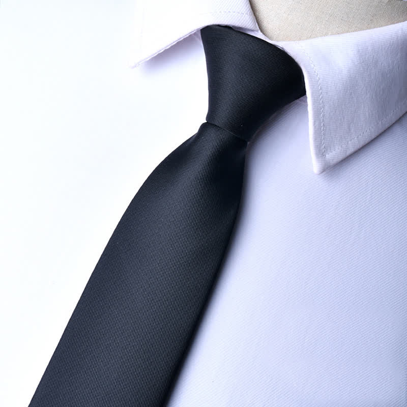 Cravate ajustable à fermeture éclair de couleur unie pour homme