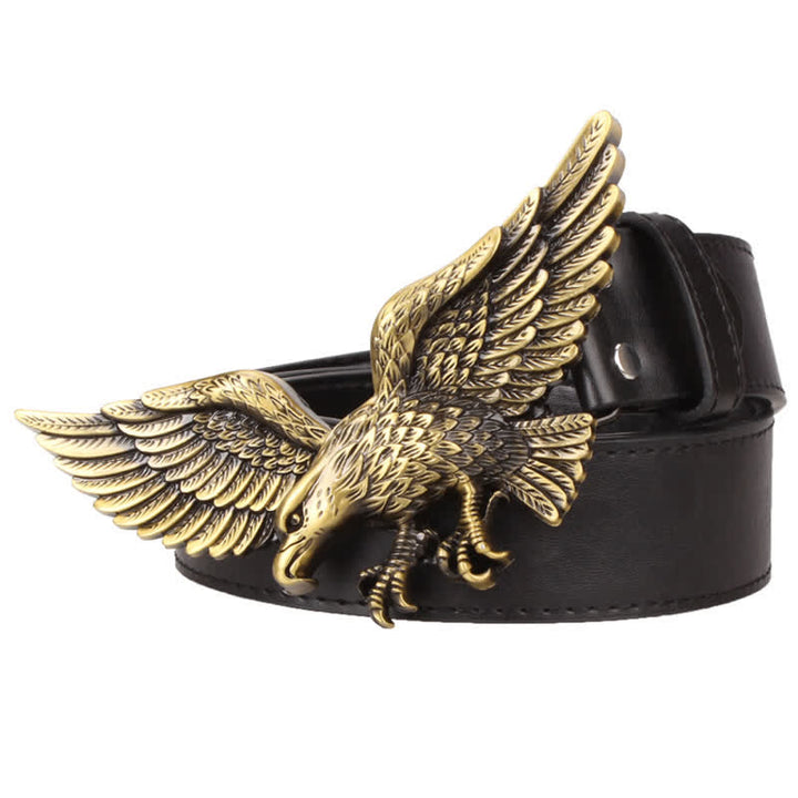 Ceinture en cuir à boucle pour homme avec motif d'aigle volant de grande taille