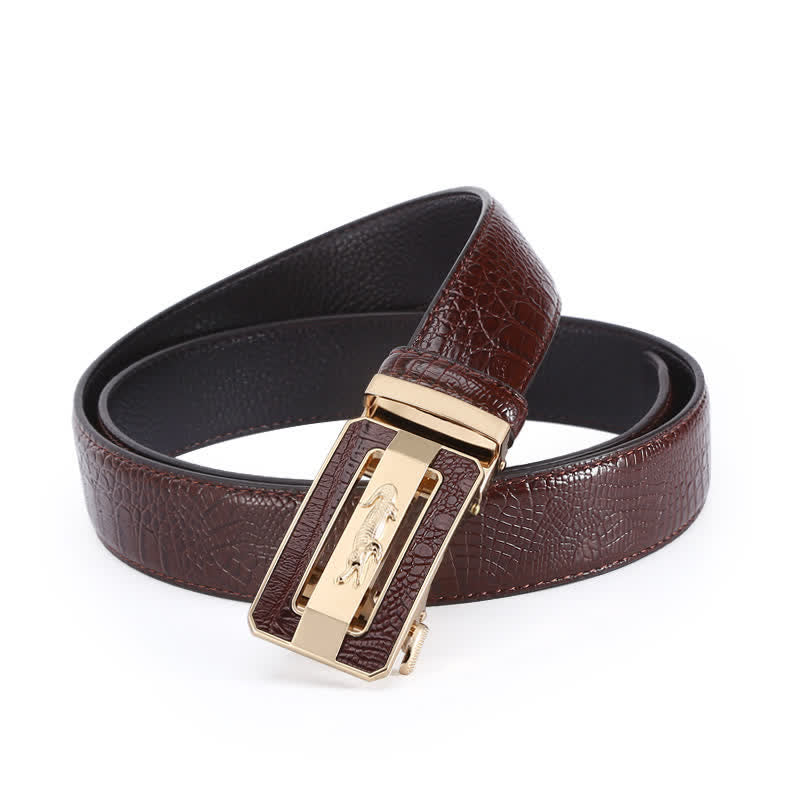 Ceinture en cuir à boucle automatique pour homme, motif crocodile