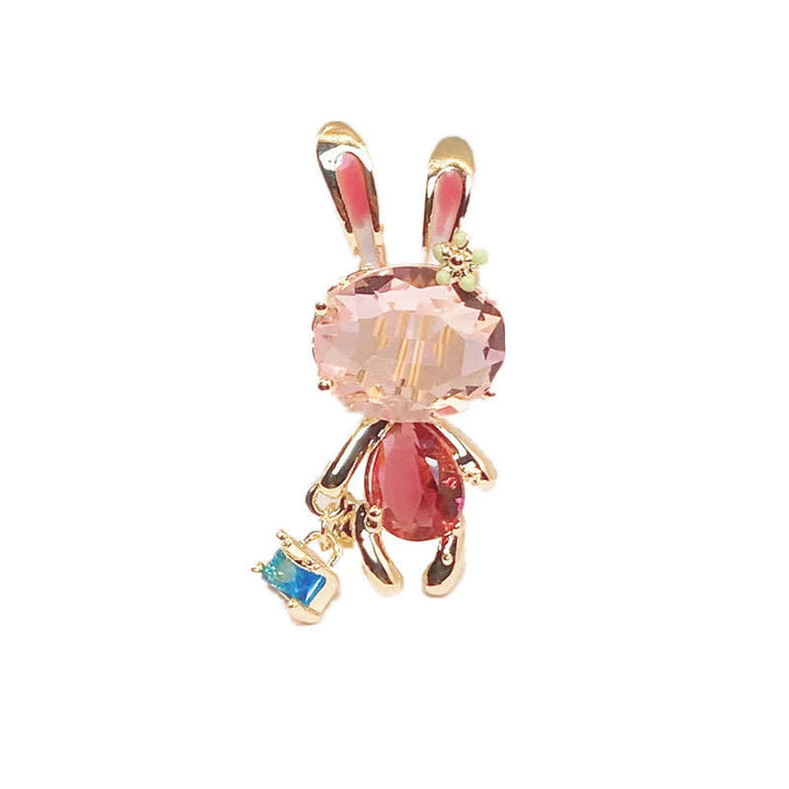 Broche pour femme en forme de petit lapin rose