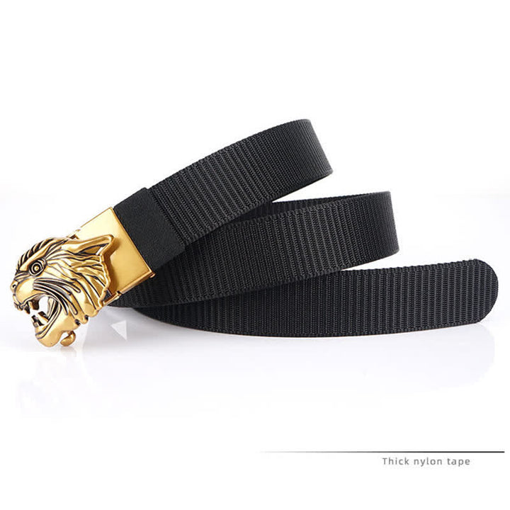 Ceinture en nylon à tête de tigre rugissante pour homme