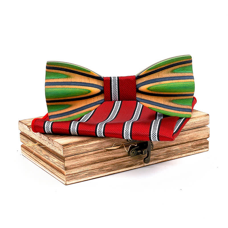 Lot de 2 nœuds papillon en bois éblouissants gravés au laser pour hommes
