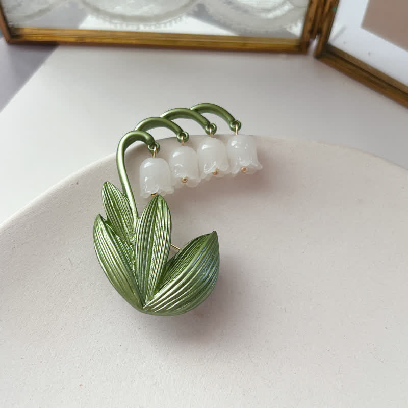Broche muguet blanche pure pour femme