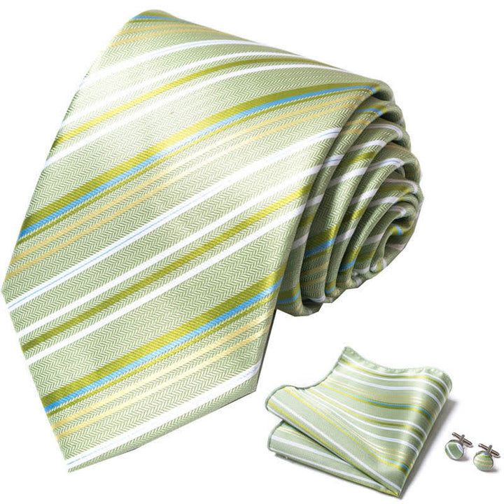 Ensemble de 3 cravates à rayures vert citron pour homme 