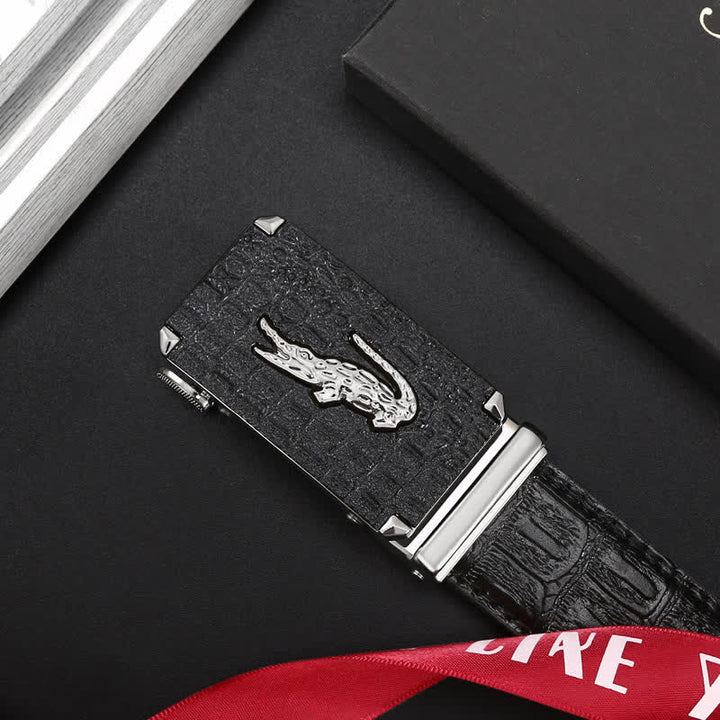 Ceinture en cuir à boucle en relief crocodile pour homme