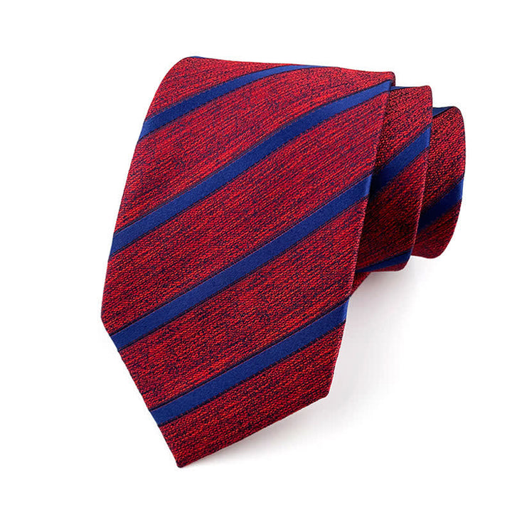 Cravate classique à fines rayures pour homme - Rouge et bleu marine - image 4