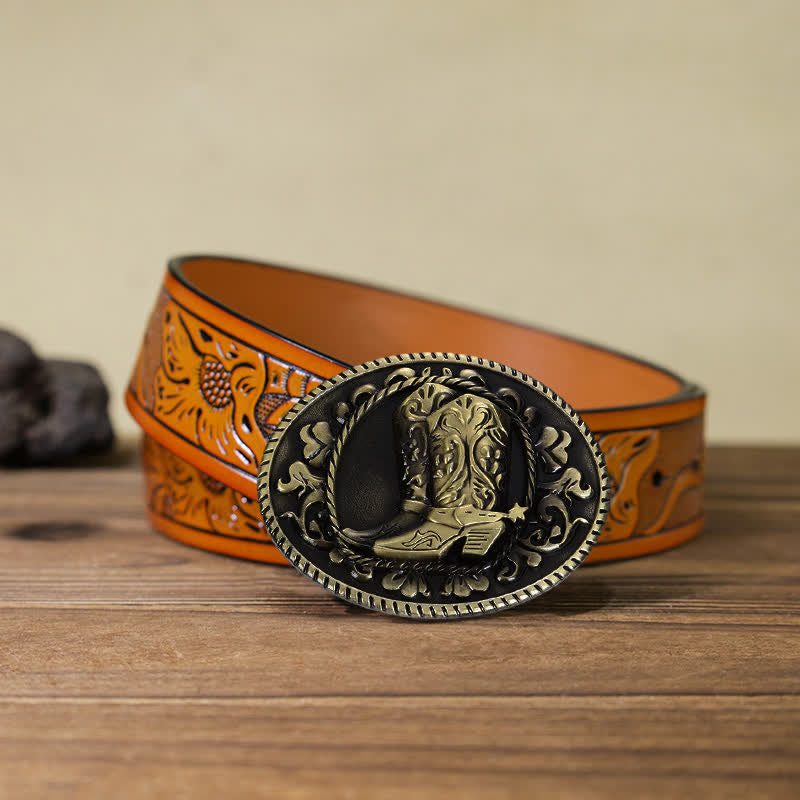 Ceinture en cuir à boucle pour bottes de cowboy DIY pour hommes