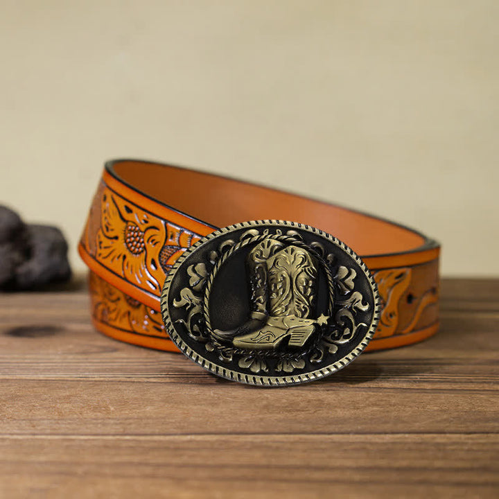 Ceinture en cuir à boucle pour bottes de cowboy DIY pour hommes