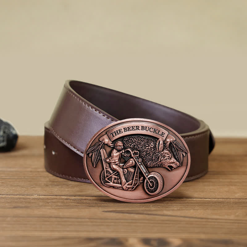 Ceinture en cuir avec boucle porte-bière créative pour moto pour homme