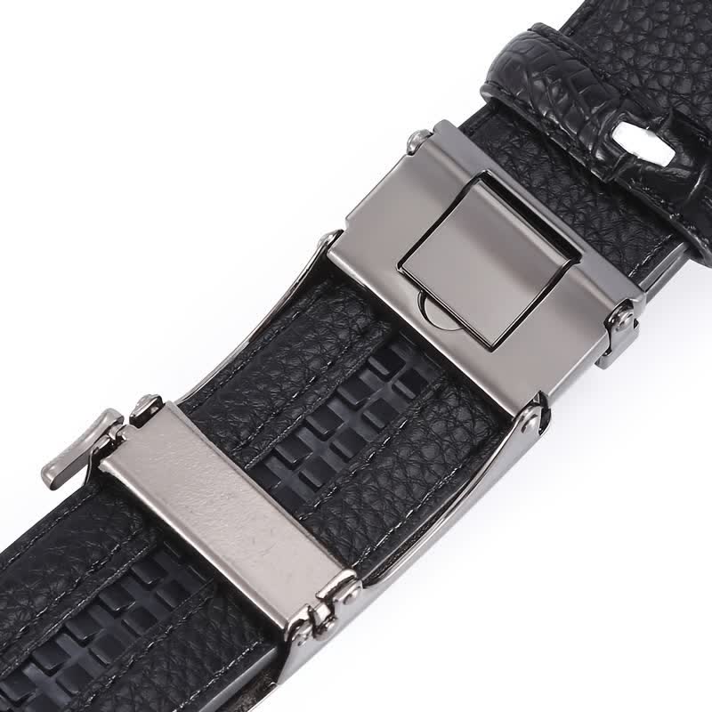 Ceinture en cuir à boucle automatique pour homme, motif crocodile