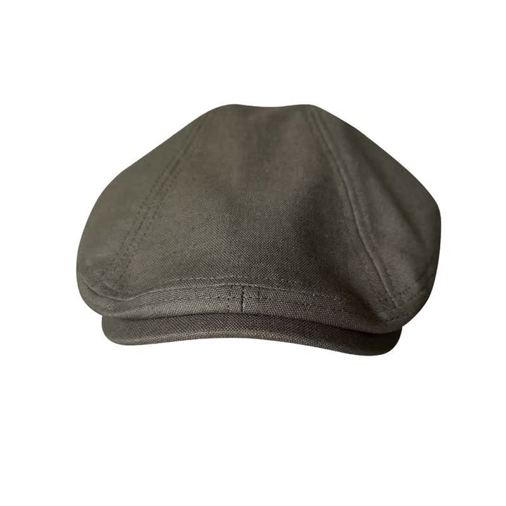 Casquette plate béret respirante en lin vert armée