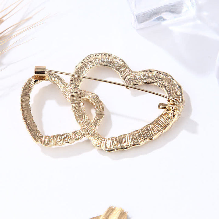 Broche double amour cœur à cœur pour femme