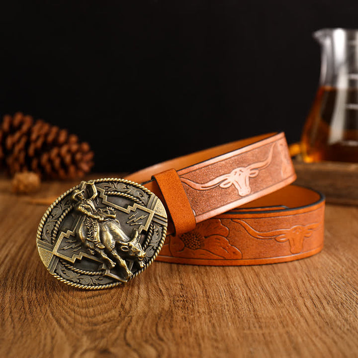 Ceinture en cuir de taureau dominant pour homme