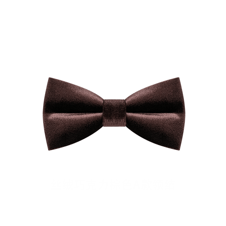 Nœud papillon en velours de couleur unie marron café pour homme