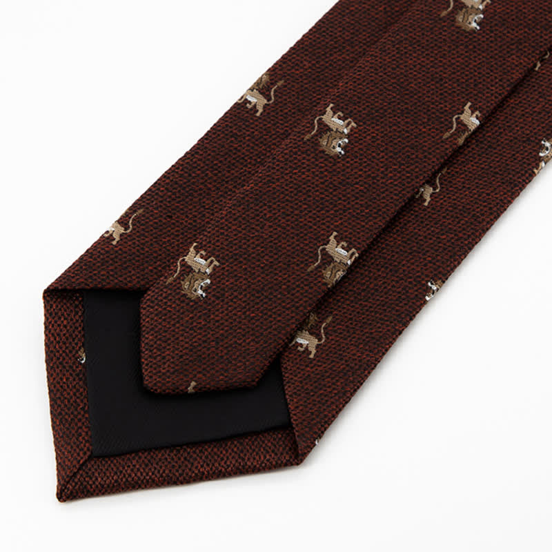 Cravate pour homme avec motif de lion chasseur d'animaux de dessin animé